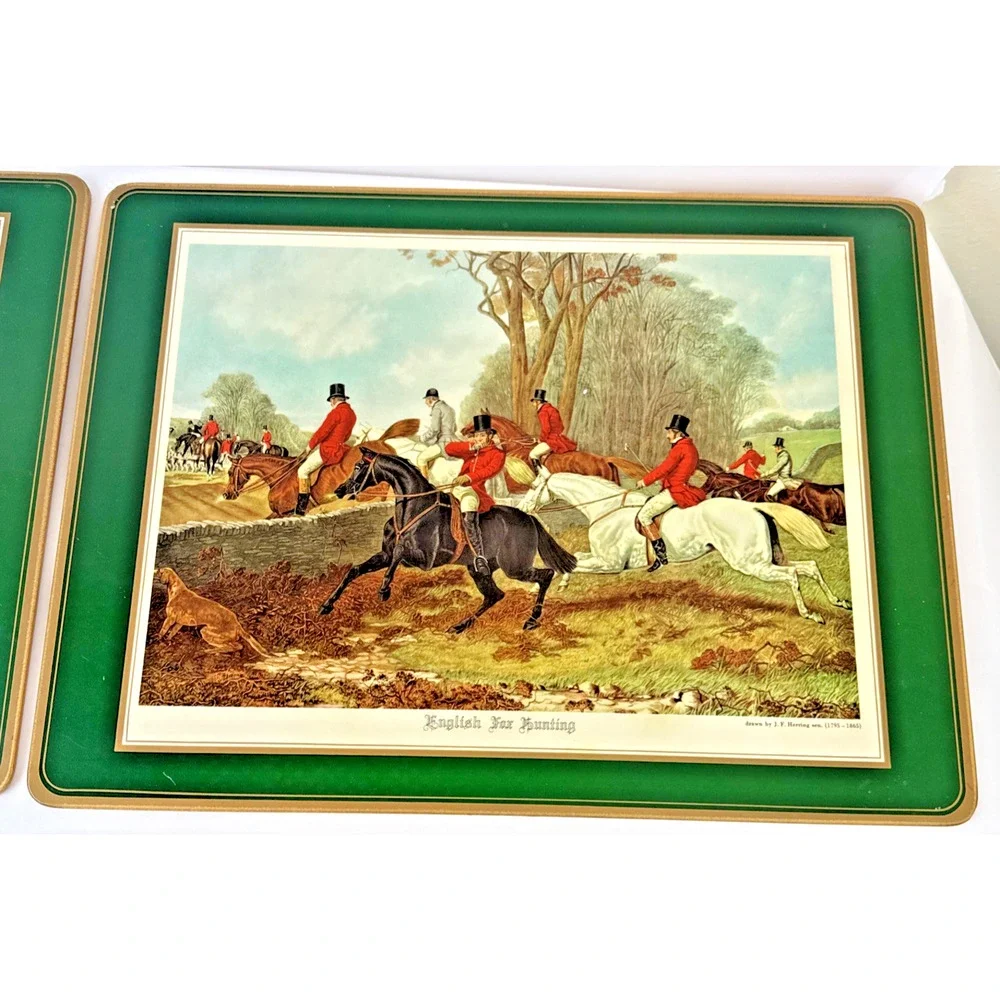 4 Fox Hunting Placemats English Countryside Equestrian Table old world manor